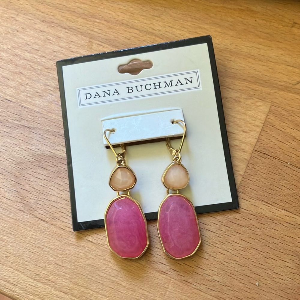 Dana Buchman Dangle-Earrings Pink Stone Gold Leverback